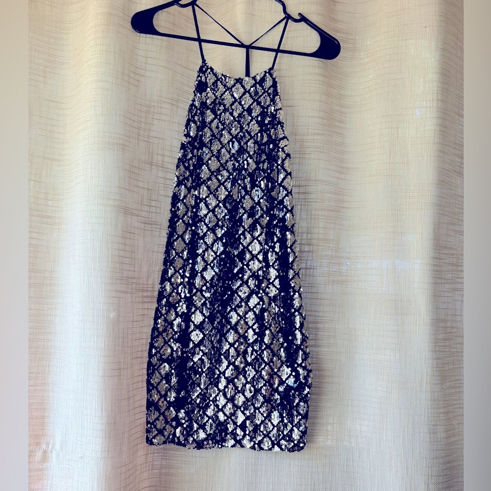 Silver mini dress size small-used